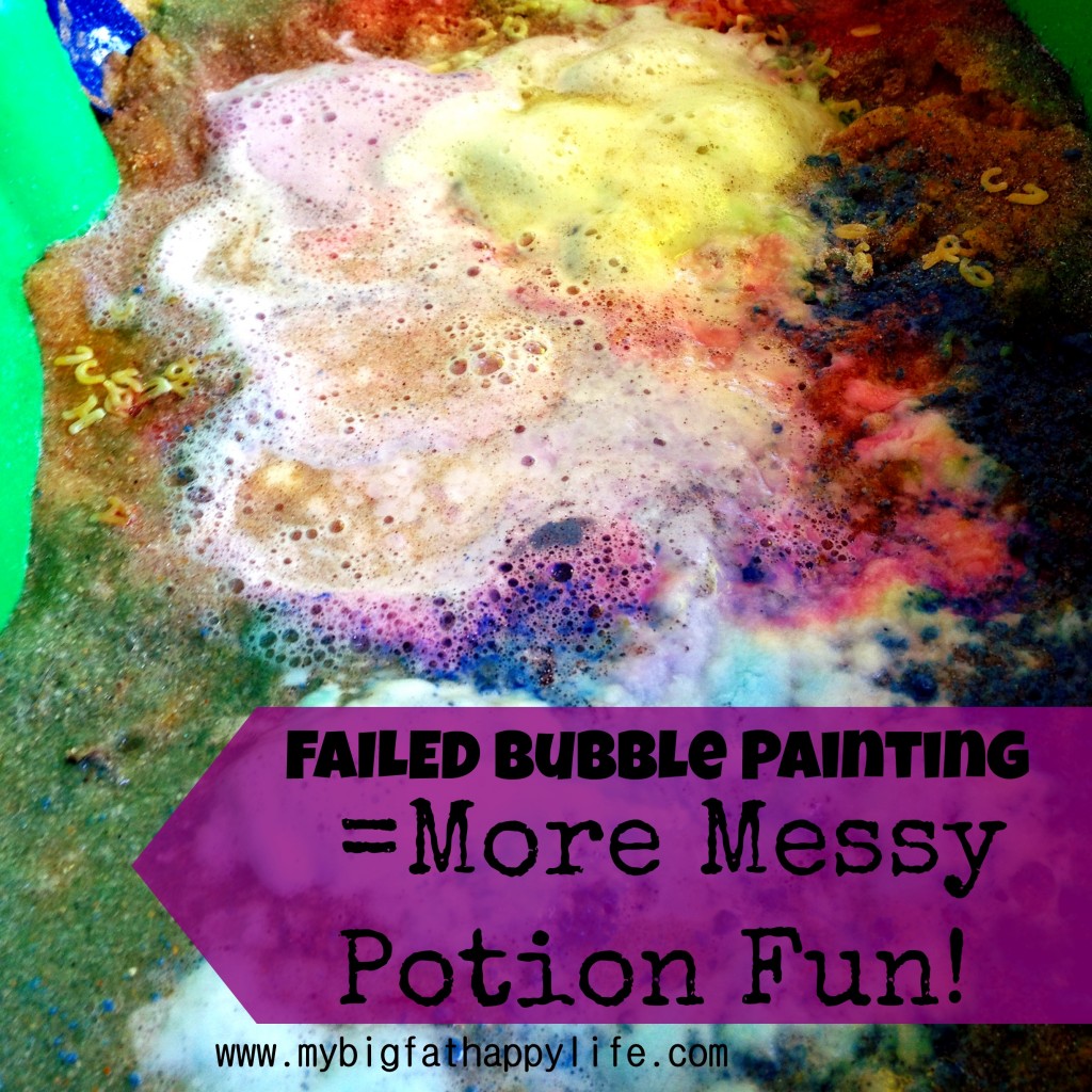 Failed Bubble Painting turned More Messy Potion Fun #playmatters | mybigfathappylife.com