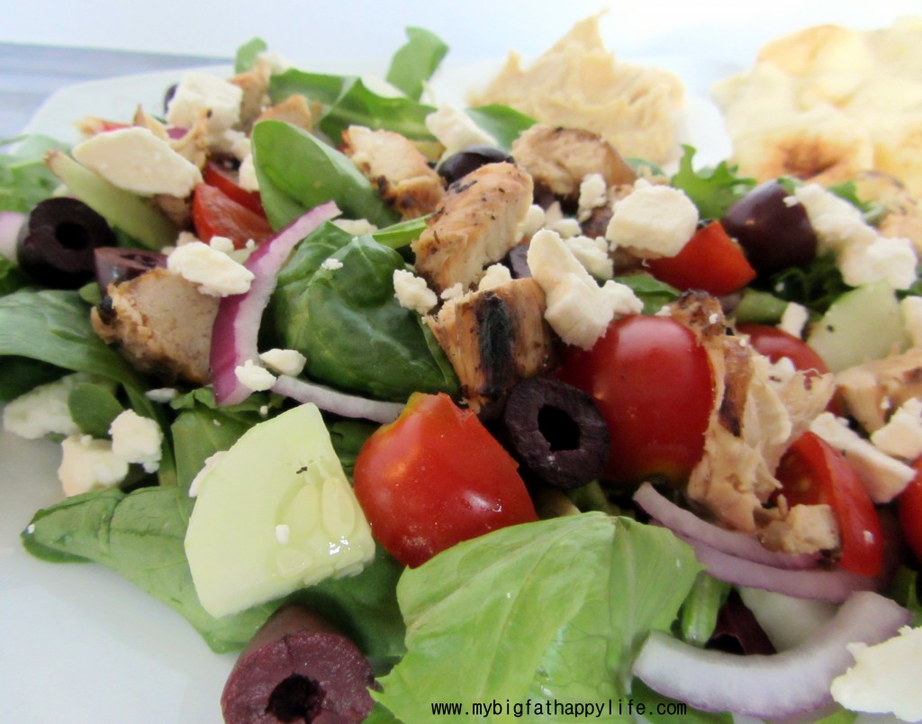 Grilled Chicken Greek Salad #gourmetwarehouse #dinner | mybigfathappylife.com