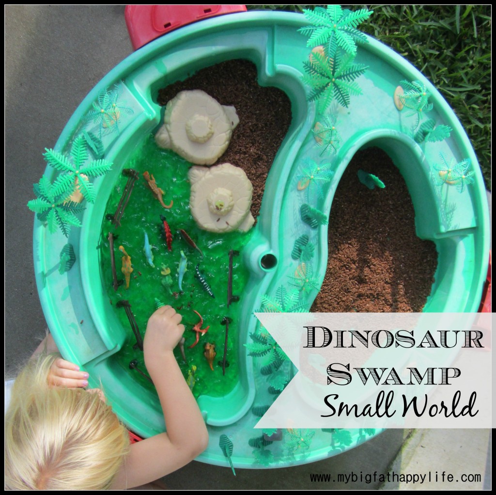 Dinosaur Swamp Small World Play #imaginativeplay #sensory #smallworld #kidactivity | mybigfathappylife.com