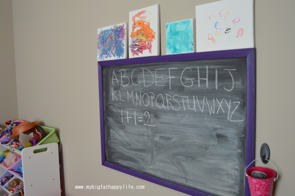 How to Make a Chalkboard from an Old Picture Frame #DIY #chalkboard #decor #playroom | mybigfathappylife.com
