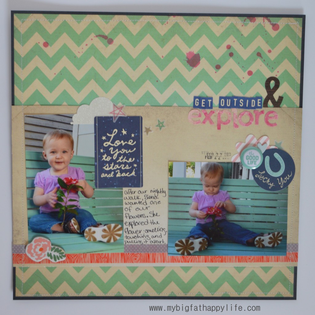 Get Outside & Explore Scrapbook Layout #scrapbooking #scrapbook | mybigfathappylife.com