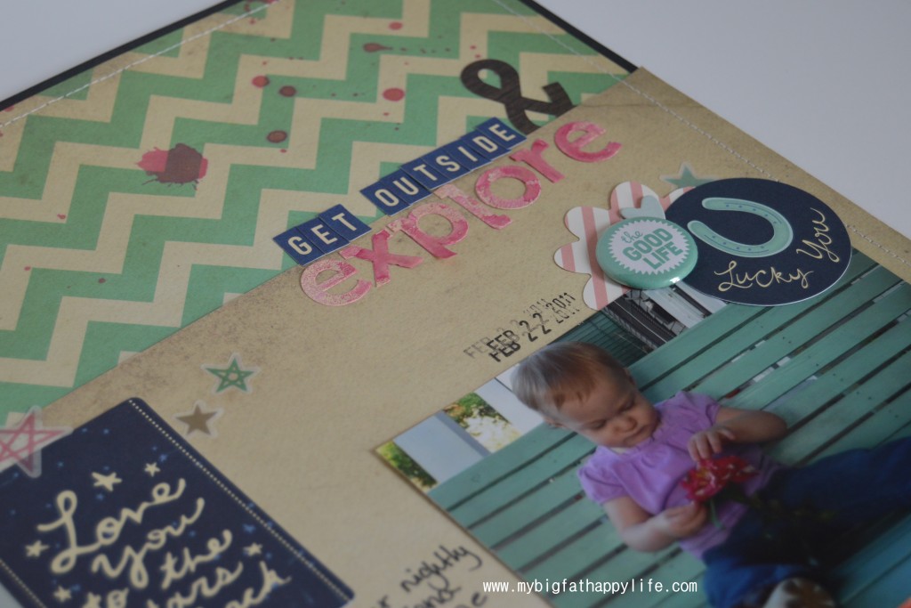 Get Outside & Explore Scrapbook Layout #scrapbooking #scrapbook | mybigfathappylife.com