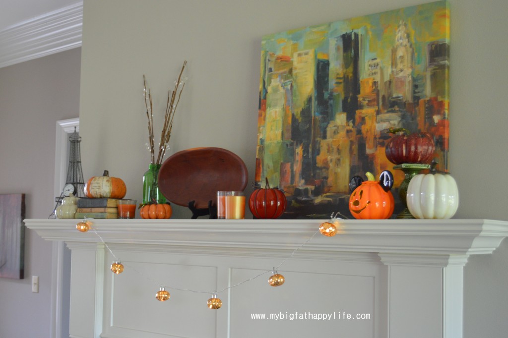 Fall Mantel #falldecorating #falldecor #autumn | mybigfathappylife.com