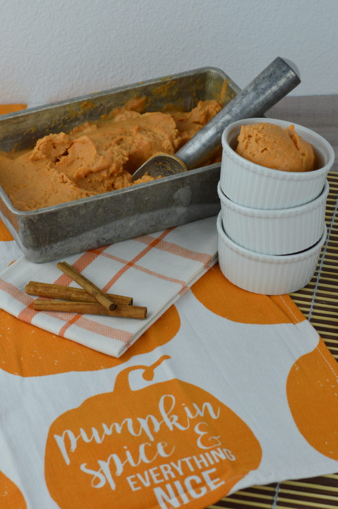 Skinny Pumpkin Pie Ice Cream; the perfect fall dessert | mybigfathappylife.com