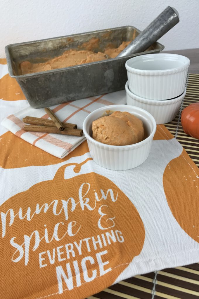 Skinny Pumpkin Pie Ice Cream; the perfect fall dessert | mybigfathappylife.com