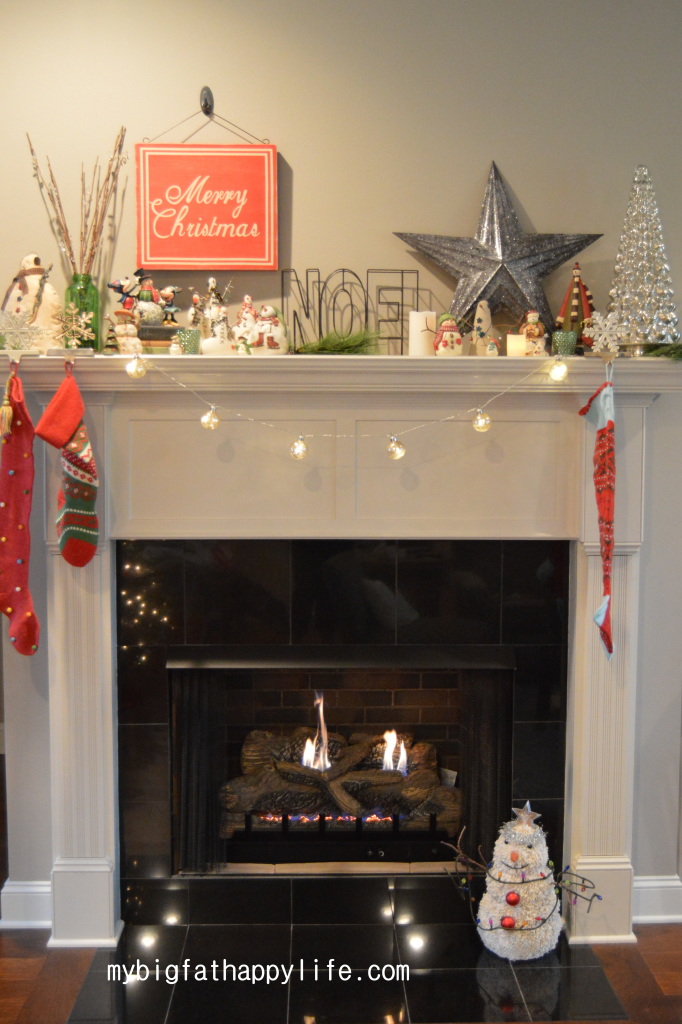 Fireplace Mantels 3 Ways for Christmas #christmas #decorating #holidaydecor | mybigfathappylife.com