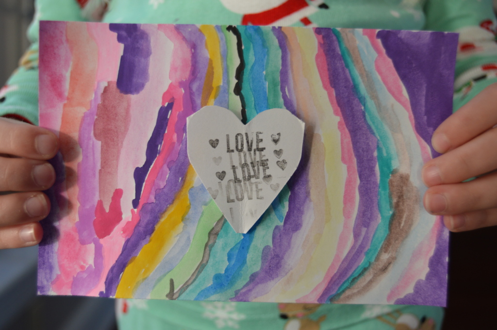Watercolor Valentine's Day Cards; making Valentine's Day cards for kids, arts and crafts | mybigfathappylife.com