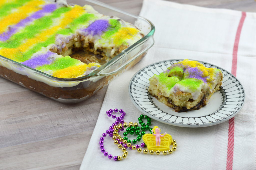 The perfect Mardi Gras dessert: King Cake Bread Pudding!