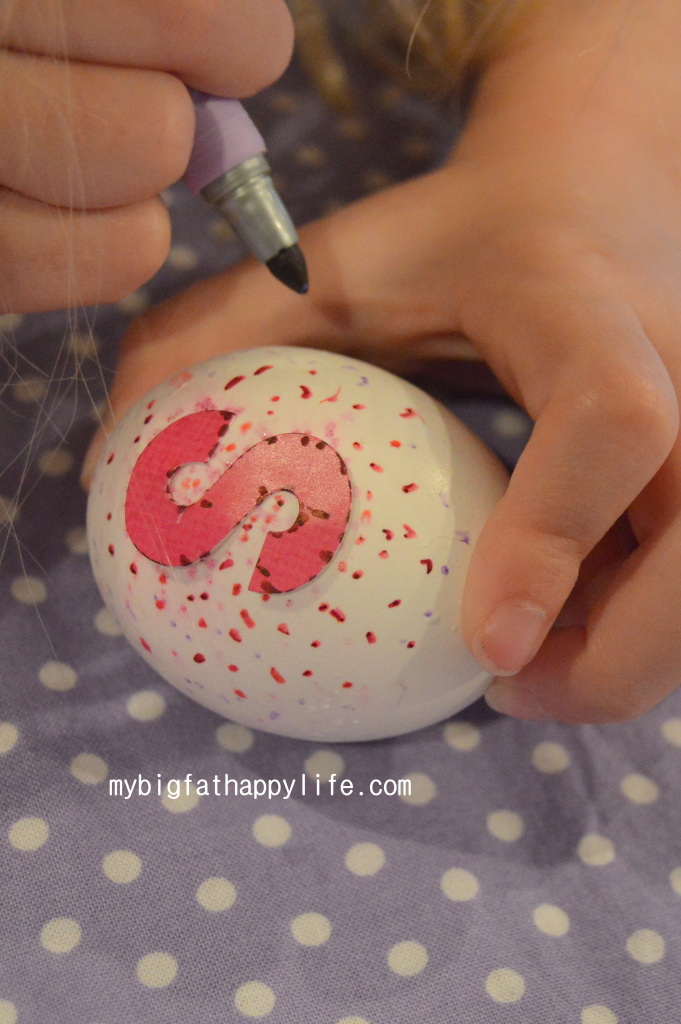 Decorating Easter Eggs with Tea Stain, Monogram and Glitter | mybigfathappylife.com