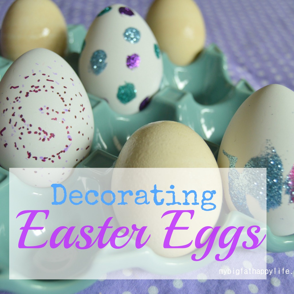 Decorating Easter Eggs with Tea Stain, Monogram and Glitter | mybigfathappylife.com