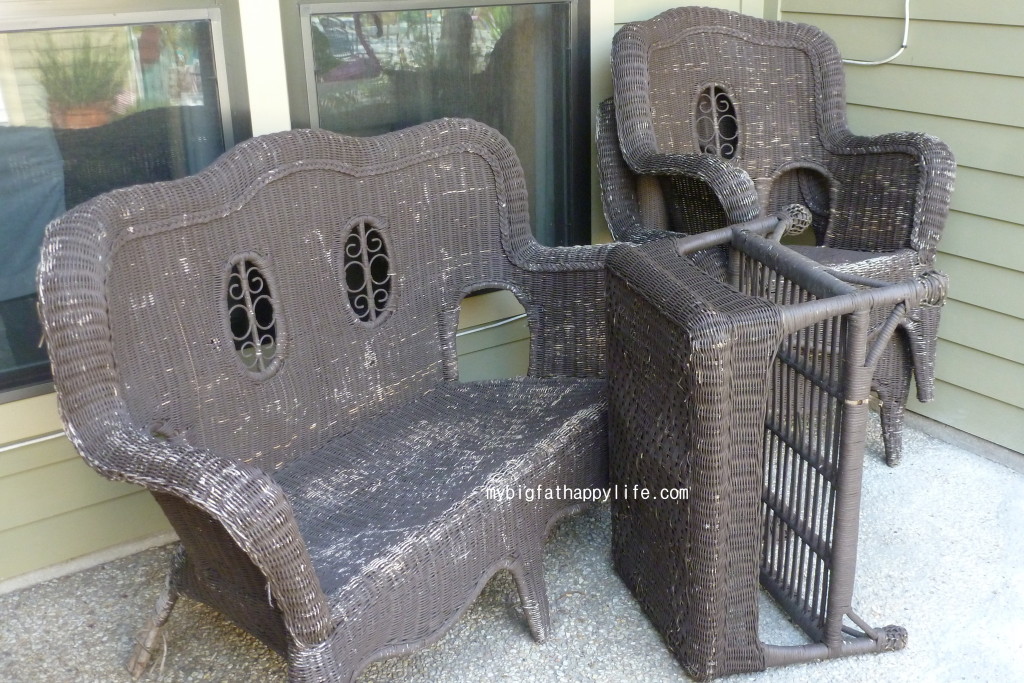 Easy Wicker Furniture Makeover; From Trash to Treasure; Furniture Redo | mybigfathappylife.com