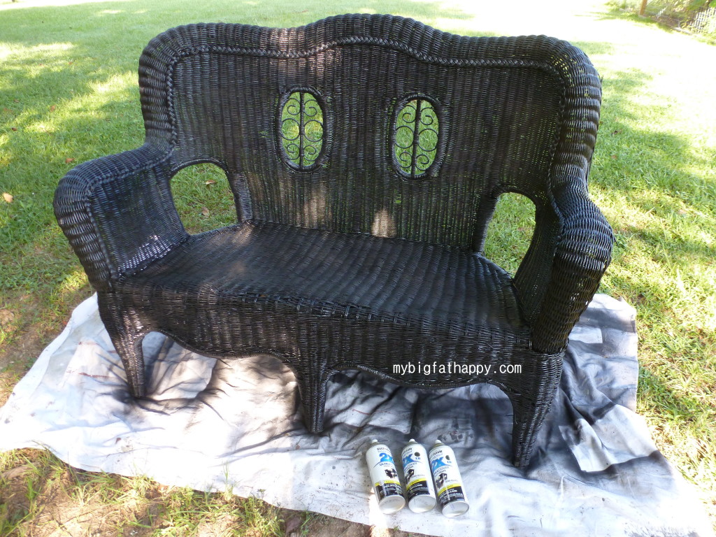 Easy Wicker Furniture Makeover; From Trash to Treasure; Furniture Redo | mybigfathappylife.com