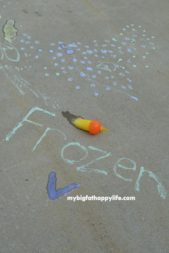 Frozen Chalk; a kids outside activity | mybigfathappylife.com