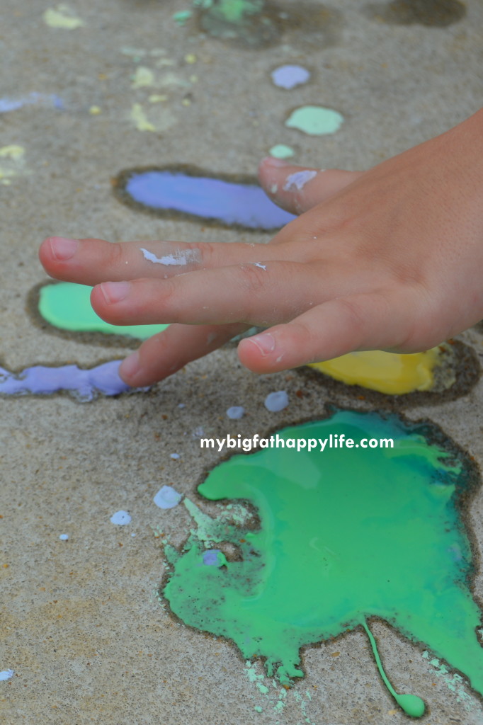 Frozen Chalk; a kids outside activity | mybigfathappylife.com