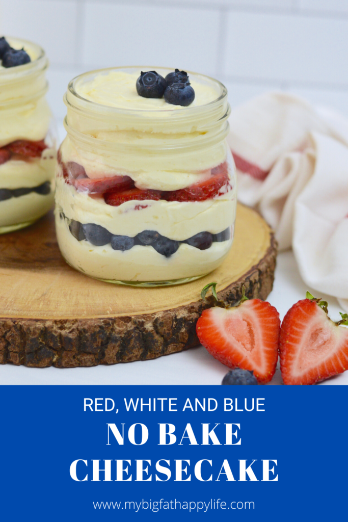 This delicious red, white and blue no bake cheesecake is the perfect patriotic dessert to celebrate the 4th of July!