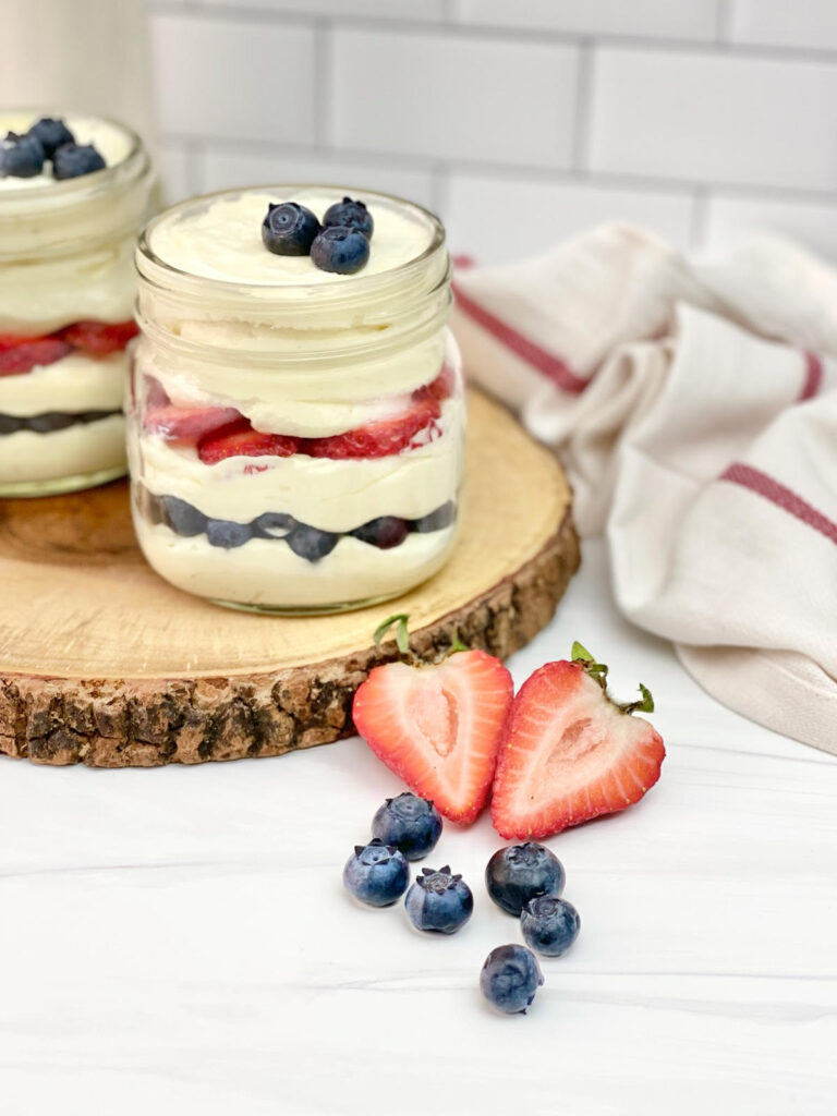 This delicious red, white and blue no bake cheesecake is the perfect patriotic dessert to celebrate the 4th of July!