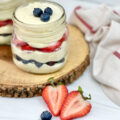 This delicious red, white and blue no bake cheesecake is the perfect patriotic dessert to celebrate the 4th of July!