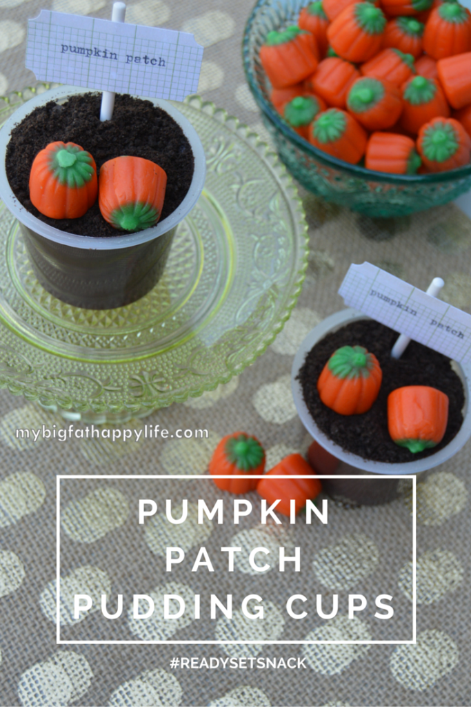 Pumpkin Patch Pudding Cups - A Halloween Snack Idea #ReadySetSnack #ad | mybigfathappylife.com