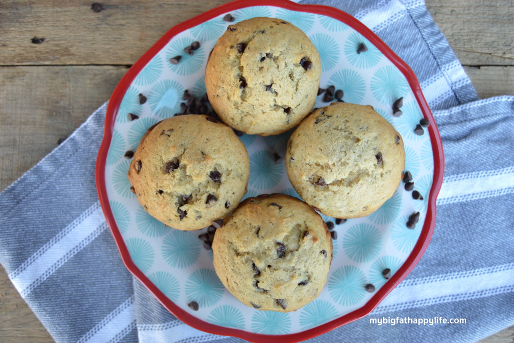 Peanut Butter Banana Chocolate Chip Muffins with JIP Peanut Powder #StartwithJIFPowder #ad | mybigfathappylife.com