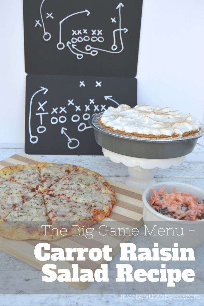 The Big Game Menu + Carrot Raisin Salad Recipe #TeamPizza #CB AD | mybigfathappylife.com