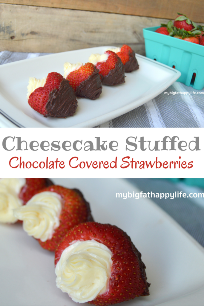 Cheesecake Stuffed Chocolate Covered Strawberries | mybigfathappylife.com