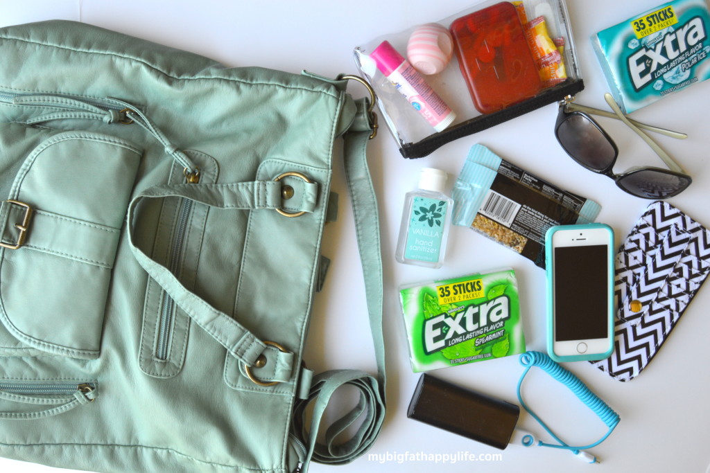 What's in my purse? Travel Edition - a list of what I always take in my purse when I travel #GIVEEXTRAGETEXTRA #Walmart | mybigfathappylife.com