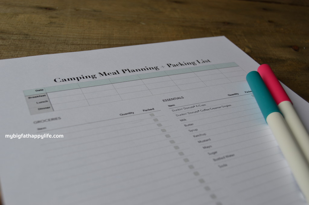 Meal Planning for a Camping Trip in a Camper + Free Printable #DunkinCreamers #ad | mybigfathappylife.com