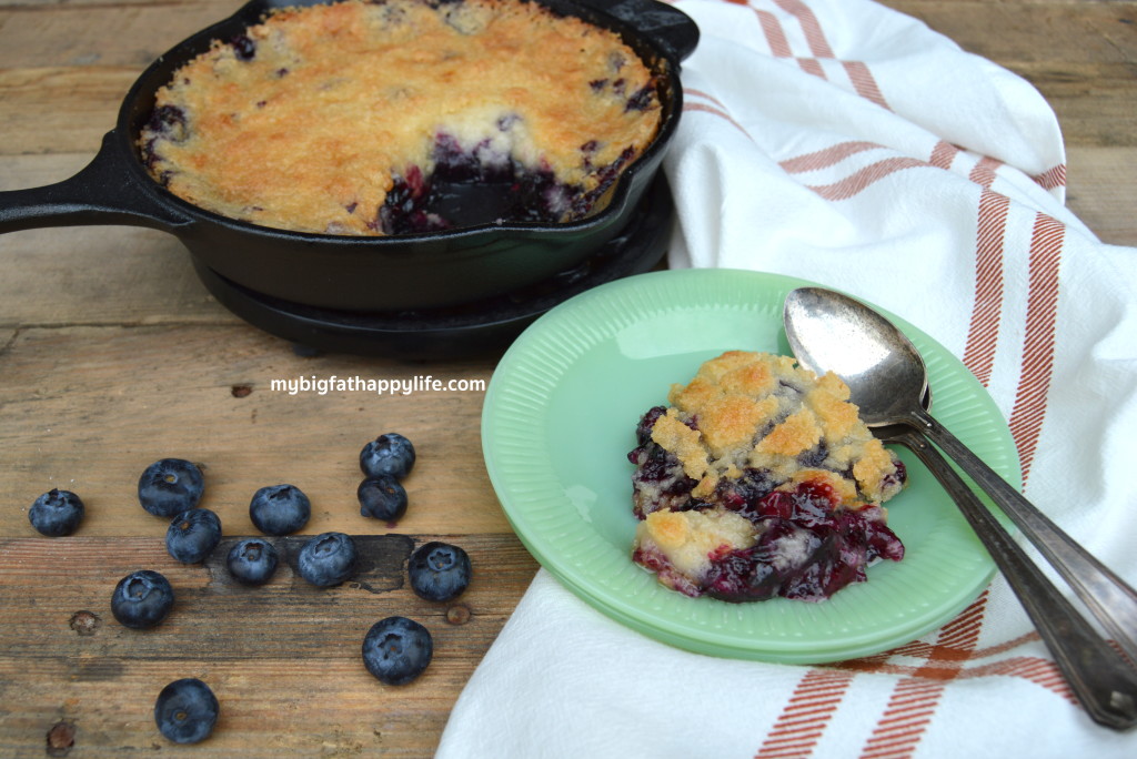 Blueberry Skillet Cobbler - the perfect summer time dessert | mybigfathappylife.com