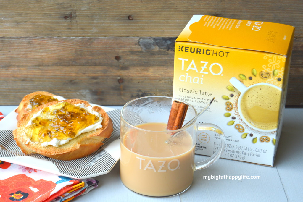 Jalapeño Jelly Crostini with TAZO® Chai Latte K-Cup® Pods #SweetMeetsSpicy #ChaiLatte #Kpods #IC #ad | mybigfathappylife.com