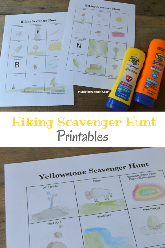 Hiking Scavenger Hunt Printables #SummerSunCare (ad) | mybigfathappylife.com