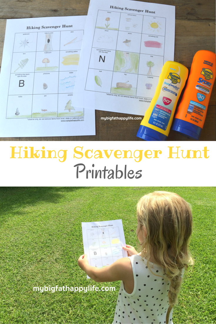 Hiking Scavenger Hunt Printables - My Big Fat Happy Life