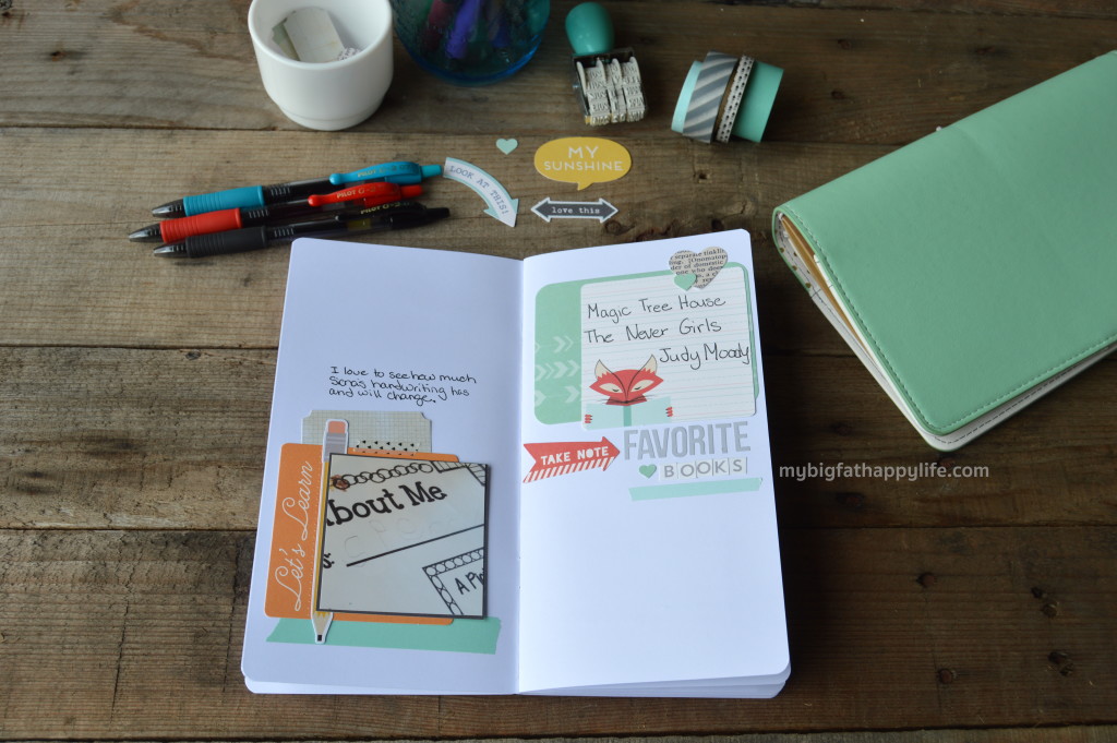 A scrapbook or traveler's notebook to document your child's school year; How to Document Your Child's School Years #MyGo2Pen #ad | mybigfathappylife.com