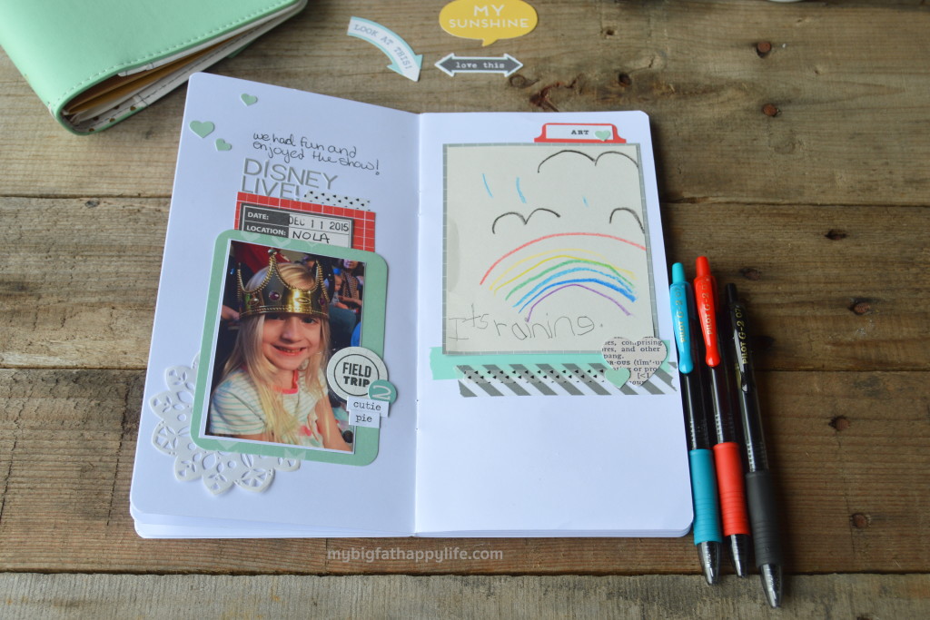 A scrapbook or traveler's notebook to document your child's school year; How to Document Your Child's School Years #MyGo2Pen #ad | mybigfathappylife.com