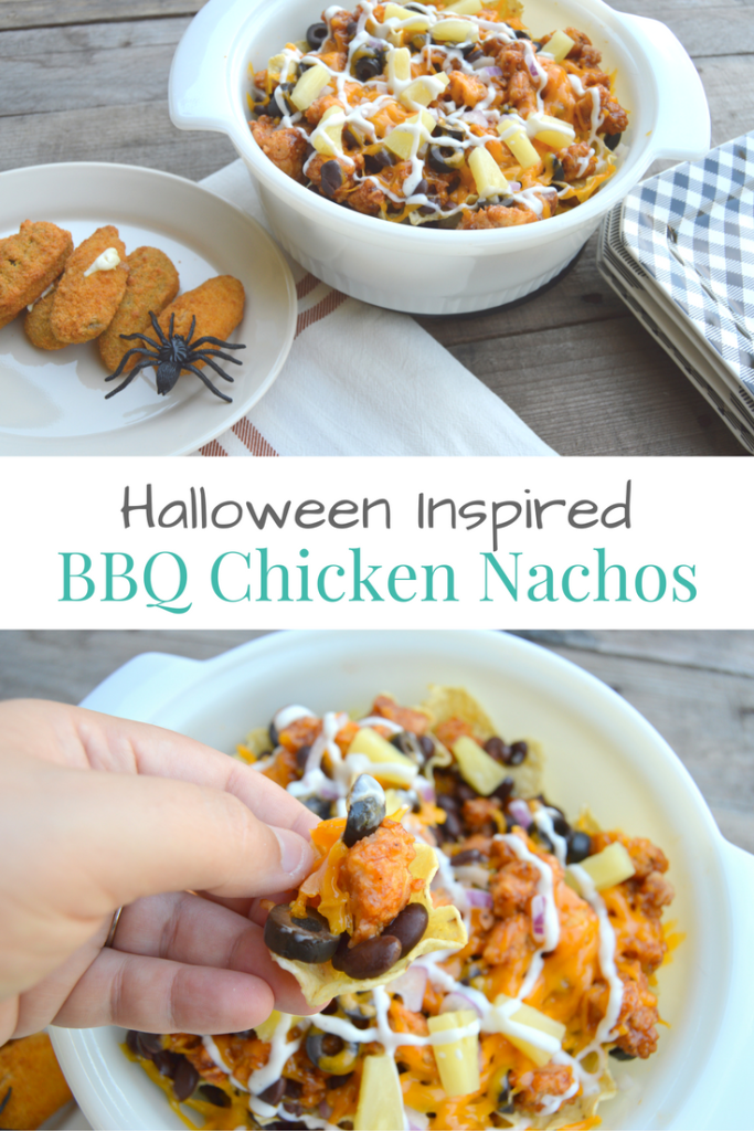 Halloween Inspired BBQ Chicken Nachos #20MinutesToTasty #ad | mybigfathappylife.com