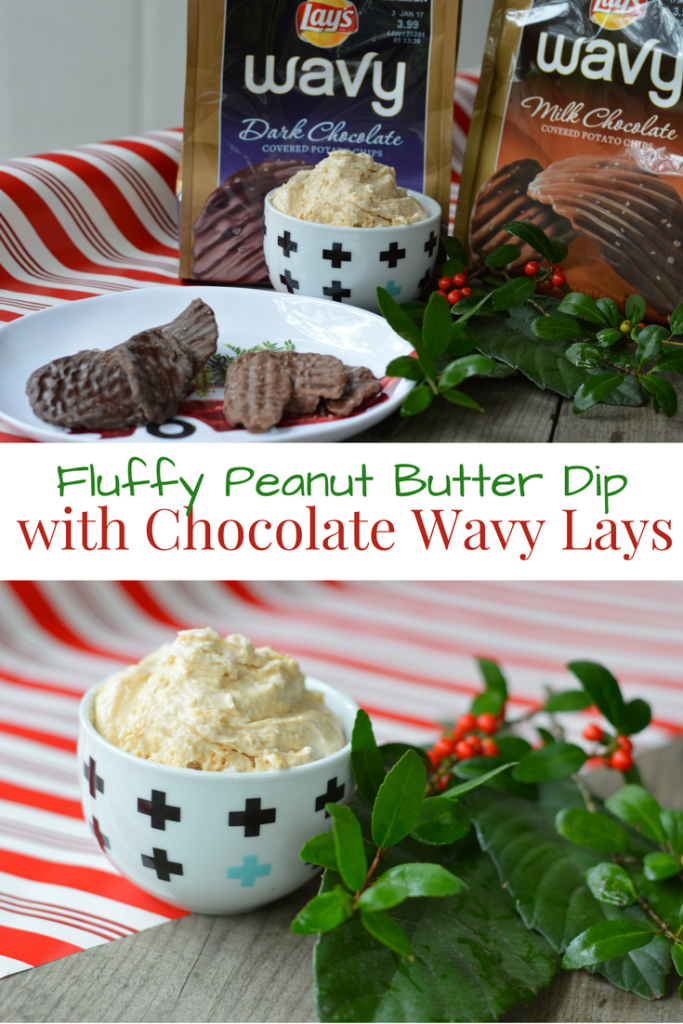 Fluffy Peanut Butter Dip with Chocolate Wavy Lays #SweetnSaltyHoliday #ad | mybigfathappylife.com