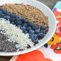 Blueberry Smoothie Bowl - An easy recipe for a refreshing Blueberry Smoothie Bowl that is packed with antioxidants, blueberries and coconut water. #SpoonfulsOfGoodness #CerealAnytime #ad