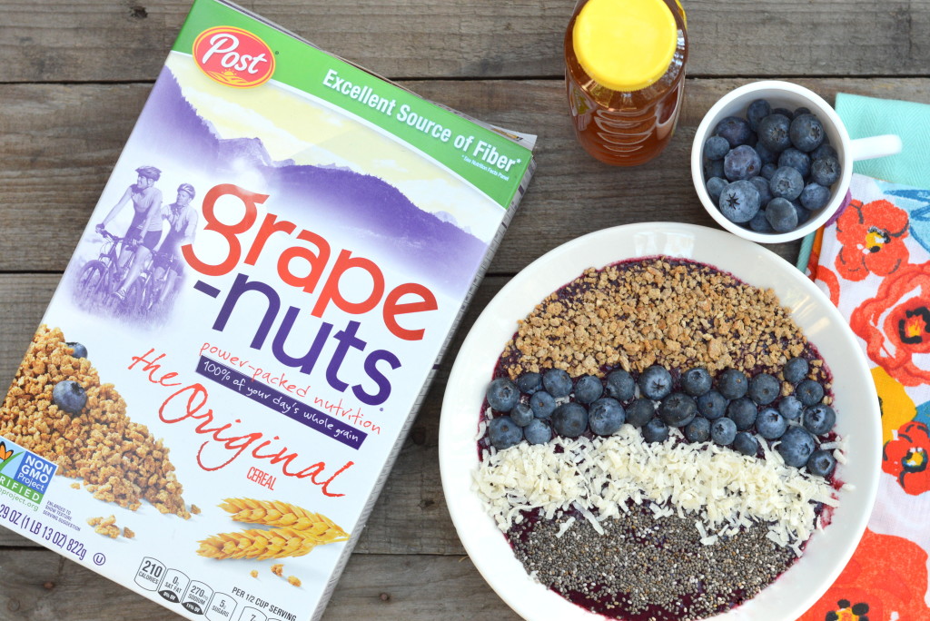 Blueberry Smoothie Bowl - An easy recipe for a refreshing Blueberry Smoothie Bowl that is packed with antioxidants, blueberries and coconut water. #SpoonfulsOfGoodness #CerealAnytime #ad