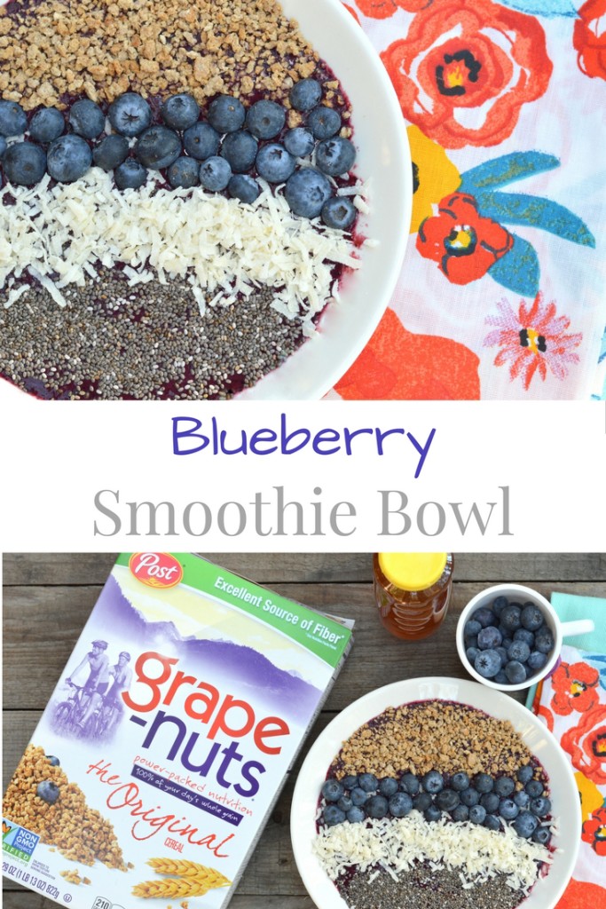 Blueberry Smoothie Bowl - An easy recipe for a refreshing Blueberry Smoothie Bowl that is packed with antioxidants, blueberries and coconut water. #SpoonfulsOfGoodness #CerealAnytime #ad