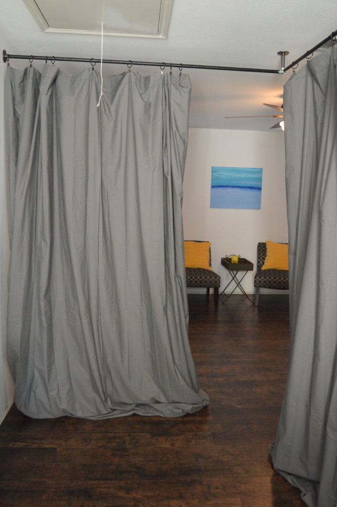 DIY Loft Divider; How to divide your loft using curtains | mybigfathappylife.com