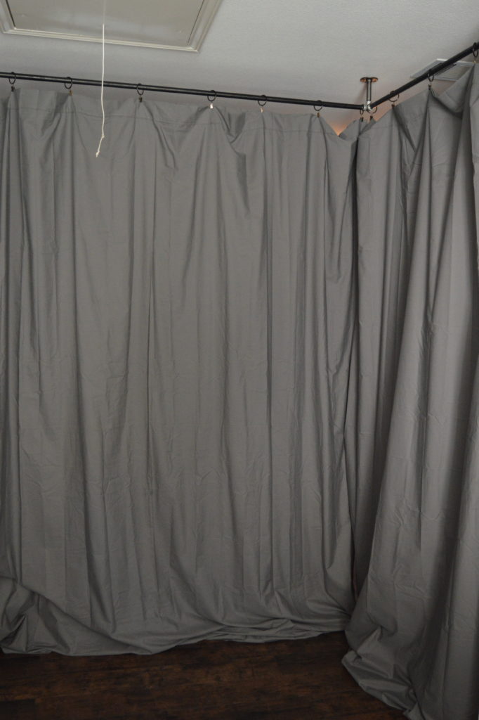 DIY Loft Divider; How to divide your loft using curtains | mybigfathappylife.com