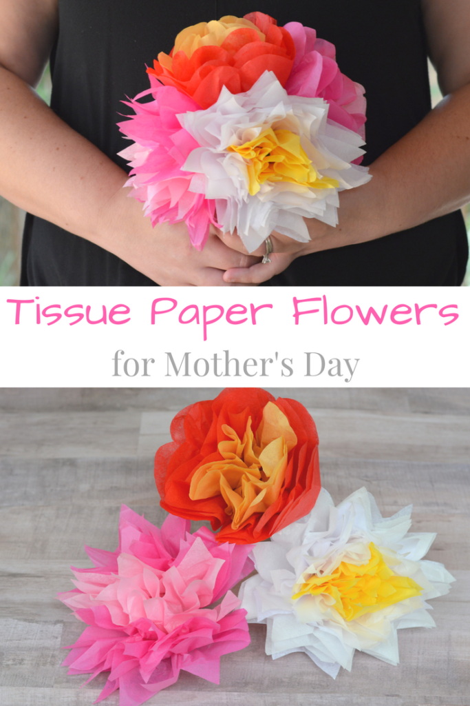 Make your mom a special gift, a bouquet of tissue paper flowers, for Mother's Day including DIY, easy to follow directions. #MakeHerMothersDay #ad