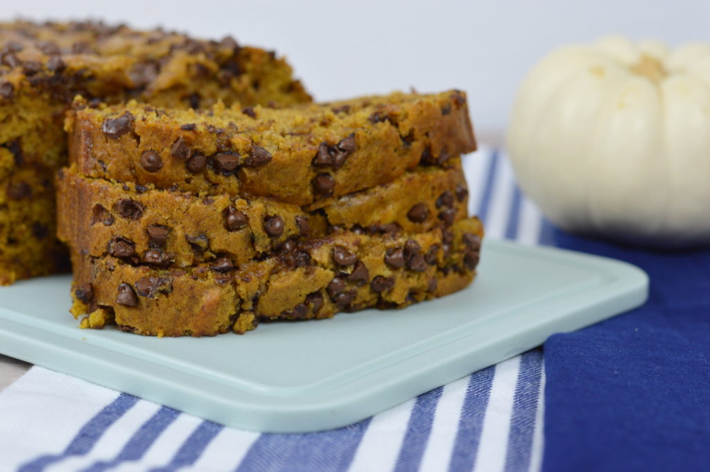 Chocolate Chip Pumpkin Bread, delicious recipe for fall | mybigfathappylife.com