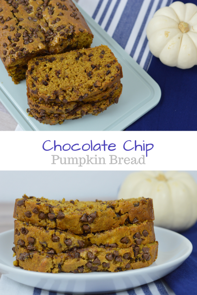 Chocolate Chip Pumpkin Bread, delicious recipe for fall | mybigfathappylife.com