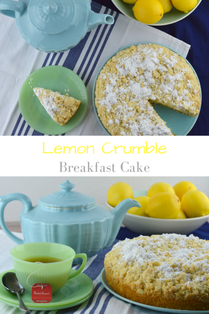 Lemon Crumble Breakfast Cake is moist, tender and full of bright lemon flavor.  #ad #TeaProudly | mybigfathappylife.com