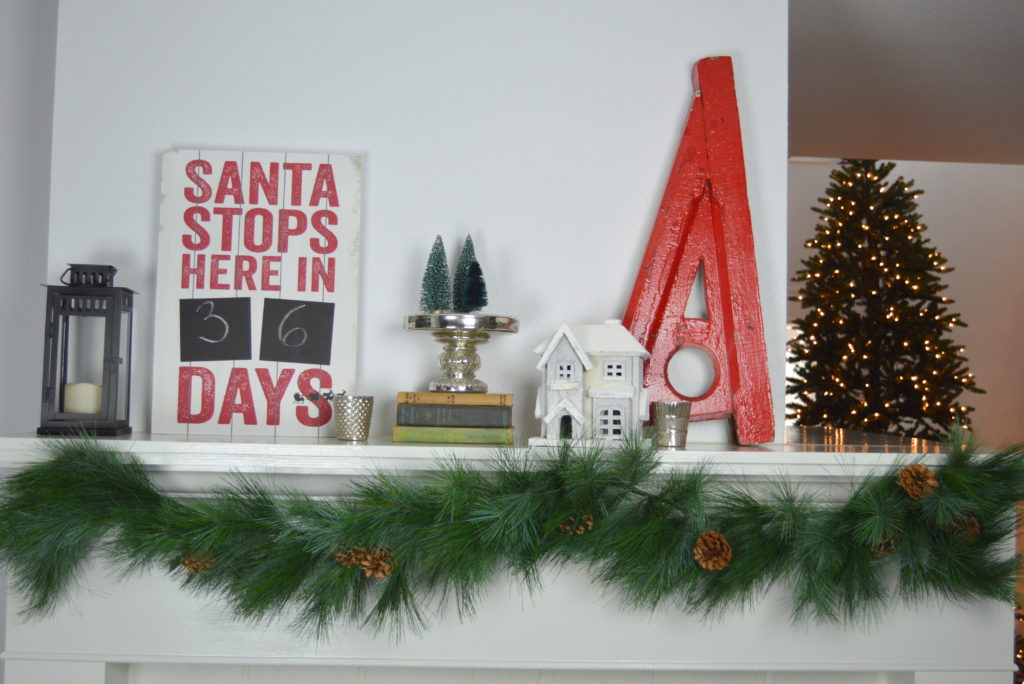 Farmhouse Inspired Christmas Fireplace Mantel #ad | mybigfathappylife.com