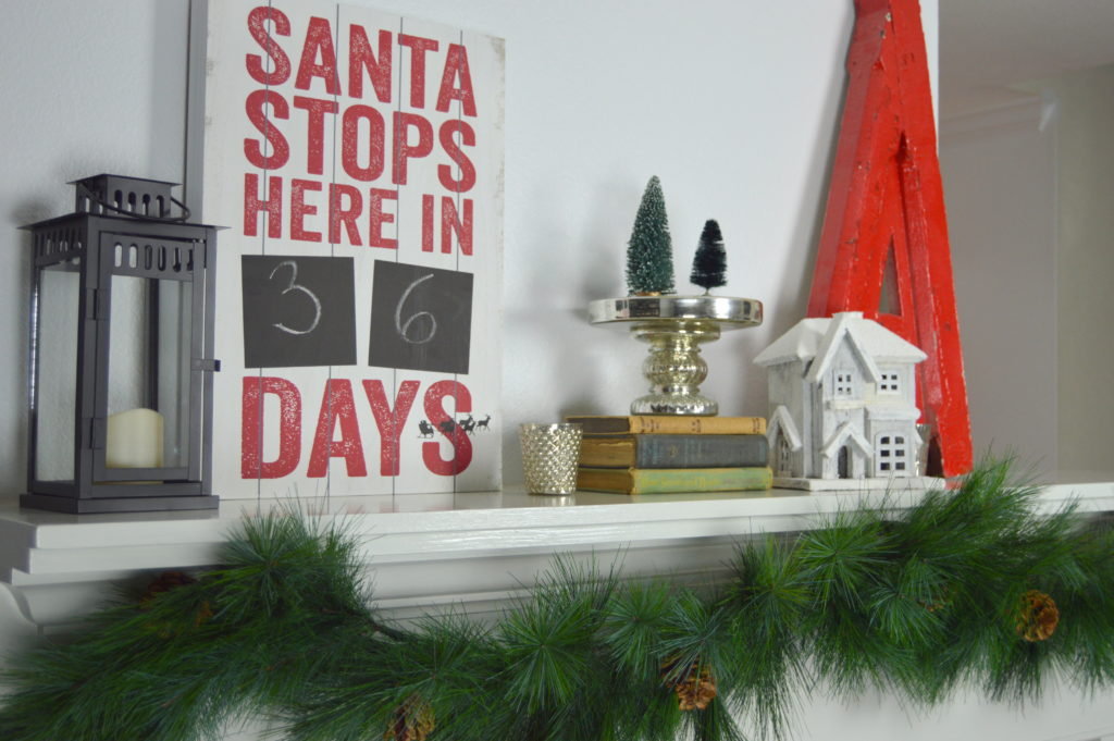 Farmhouse Inspired Christmas Fireplace Mantel #ad | mybigfathappylife.com