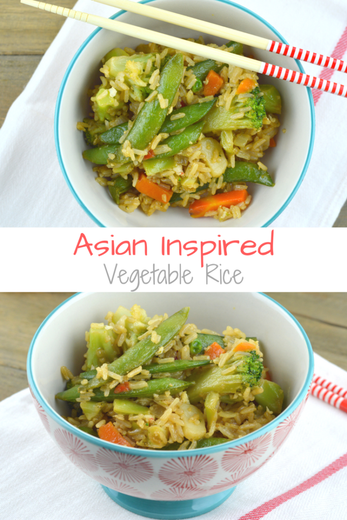 This Asian inspired vegetable rice recipe will make the entire family happy! It's full of vegetables, lots of flavors, and can be made in under 20 minutes. #simpleswaps #ad | mybigfathappylife.com