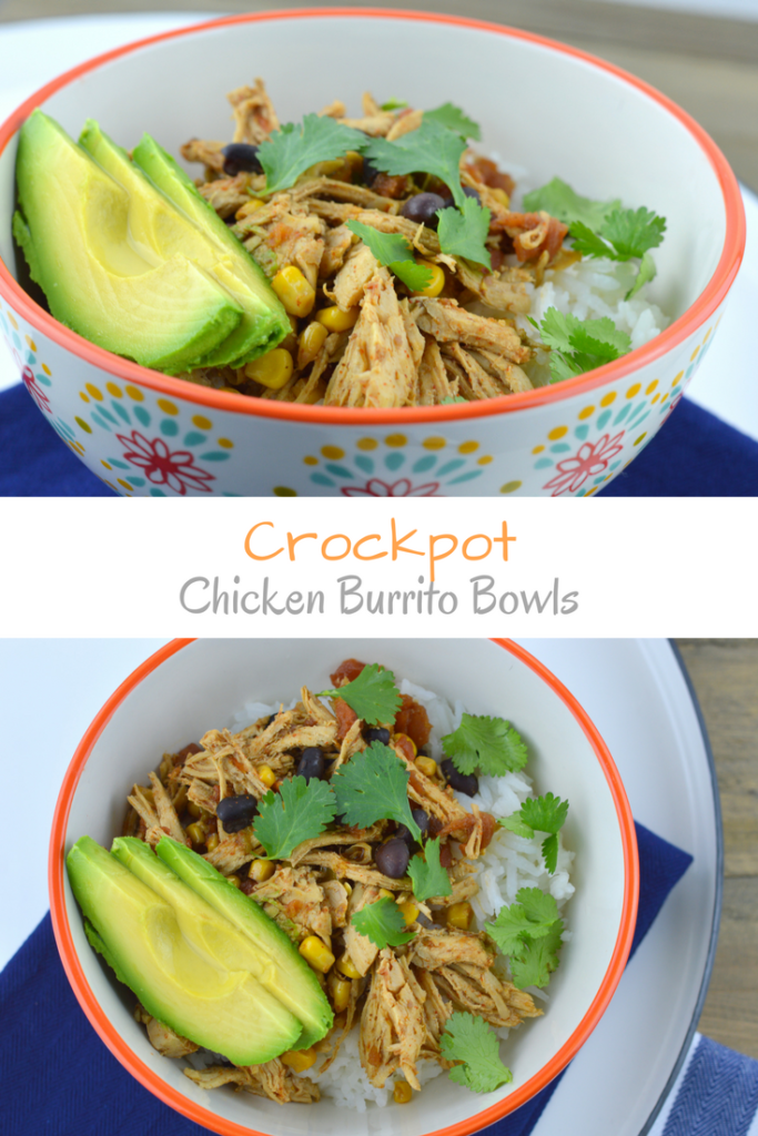 Crockpot Chicken Burrito Bowls are easy to make, full of flavor, and has all the toppings.