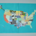 An update on my Photo Travel Map that includes each US state cut out of a photo or scrapbook paper and attached to a canvas.