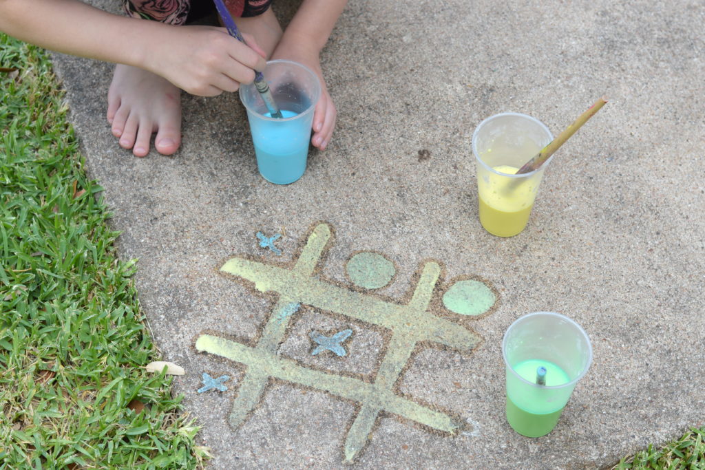 Directions on how to make your own DIY sidewalk chalk paint for endless summer fun for your kids.